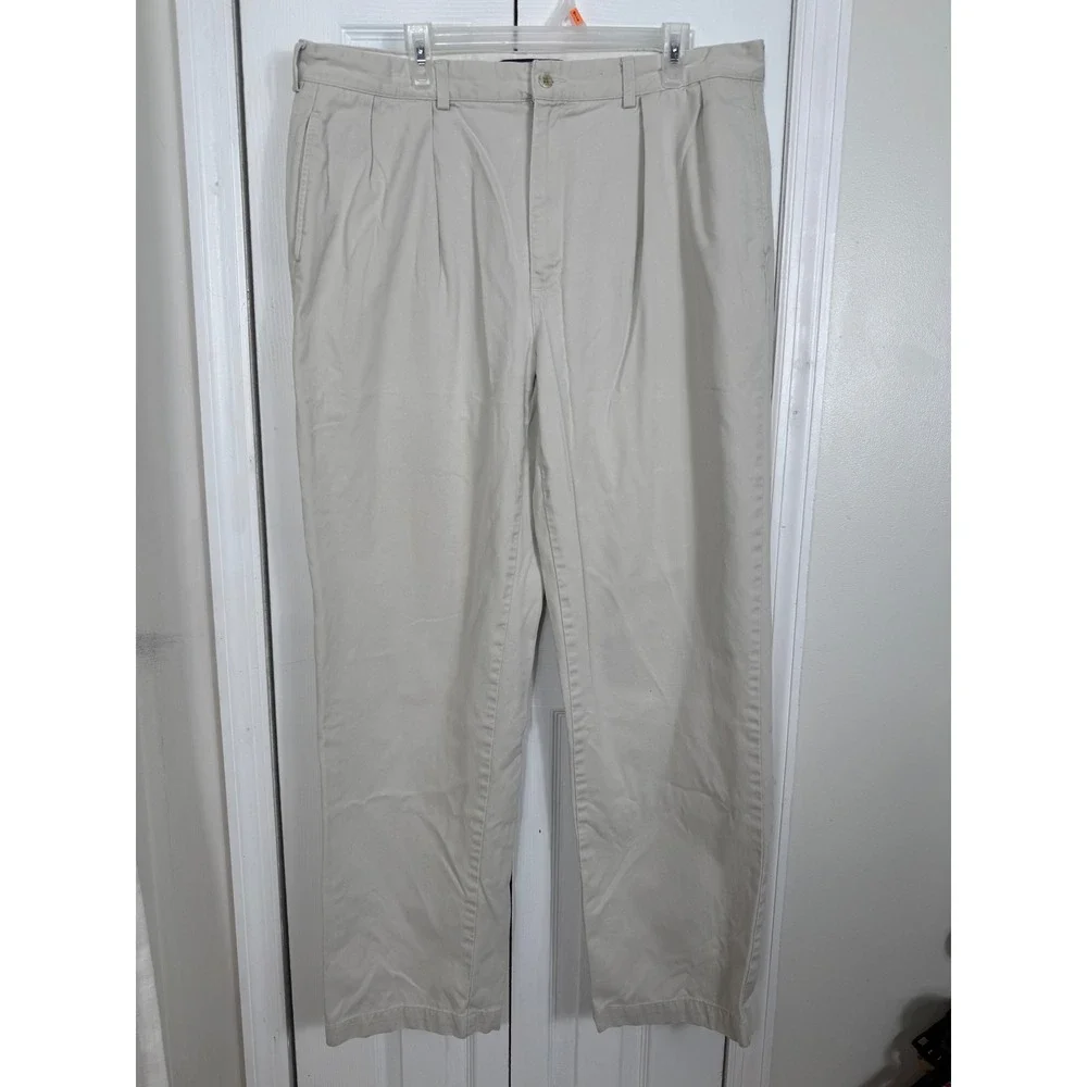 Polo Ralph Lauren Andrew Pant 40/34 Tan Khaki Pleated Chino Old Money Preppy